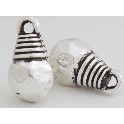 RAINXTAR 20pcs Alloy 3D Lamp Bulb Vintage Charms For Jewelry Making 8*14mm AAC1197