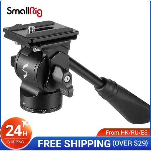 SmallRig Selection Compact Fluid Head tilted +90°-55° and swiveled 360° allowing multi-angle shooting for video shooting 3259