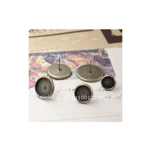 Antique Bronze plated 500pcs/lot 8-10-12-14-16mm Pad Earring Back Earring Blanks NICKEL Lead finding with Gift FREE shipping