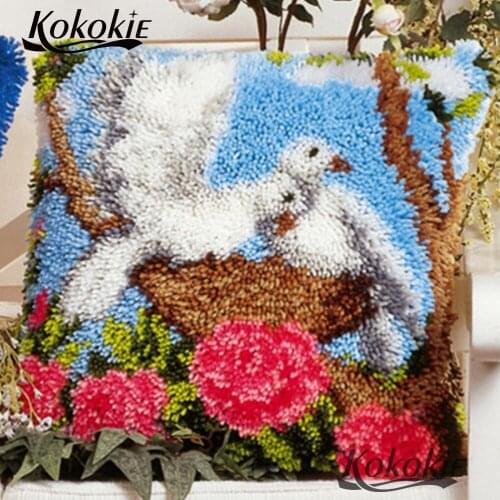 Latch Hook Cushion Kits printed 3d carpet diy Needlework Crocheting Throw Pillow cartoon Unfinished Yarn Embroidery Pillowcase