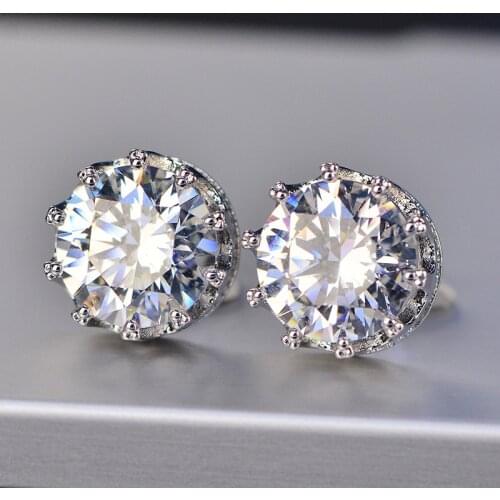 Crown Stud Earrings Fashion Designer Hip Hop Jewelry For Men Women Gifts AAA Zircon Round Earring