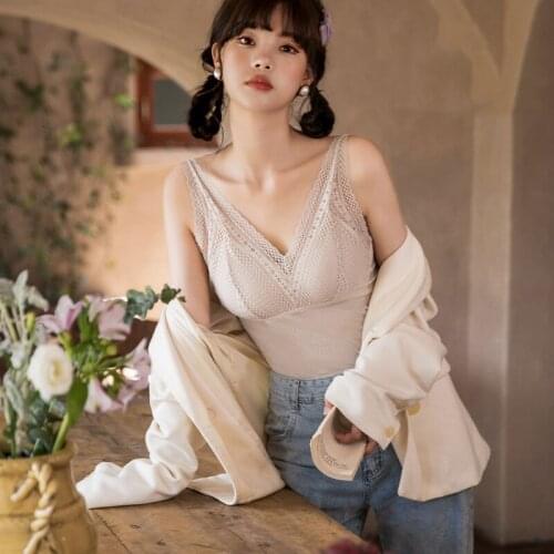 Women Sexy Lace Bra Veat Seamless High Elastic Top Fashion Ladies Sleeveless V-NECK Soft Fabric Solid Slim Camisole Shirt Top