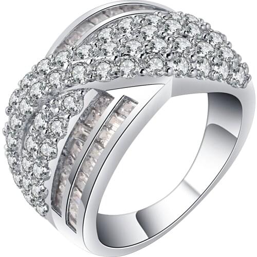 UFOORO top quality fashion wedding ring for women aaa mirco zircon pave luxury band jewelry wholesale engagement female bague