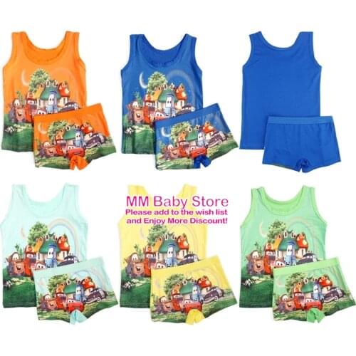 1Set 2-7Y Boys Cartoon Boy Children Underwear Boxers Kids Panties Panty Kids Clothing Cotton Vest Panties Children Briefs set