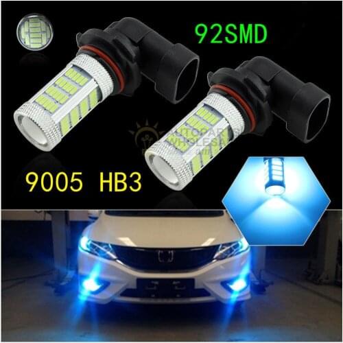 2pcs Ice blue 9005 HB3 High Power 92 SMD DRL Fog Driving LED Light Bulb Bright Than 33 SMD Lamp