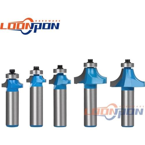 5Pcs Carbide Round Over Edging Router Bit Set 1/2" Shank Woodworking Milling Cutter 5/16" 3/8" 1/2" 3/4" 7/8" Rotary Tool