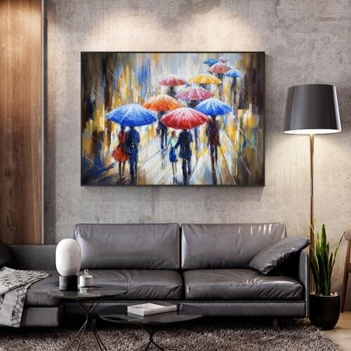 Abstract Portrait Oil Paintings Print On Canvas Art Prints Girl Hold Umbrella Nordic Wall Art Pictures Home Wall Decoration