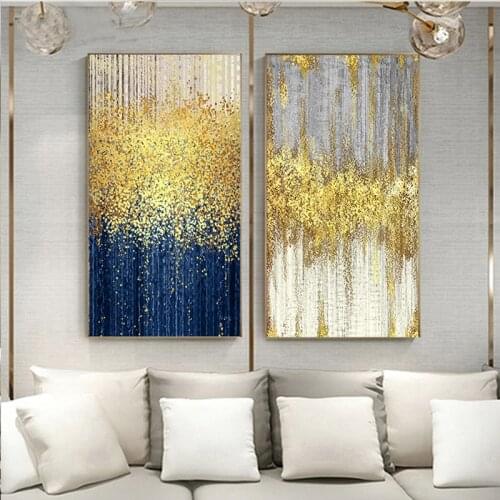Abstract Blue Golden Dots diy Diamond Painting cross stitch mosaic full square/round diamond embroidery wall decor nordic art