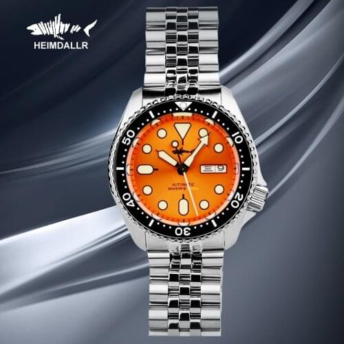 HEIMDALLR Sharkey SKX007 NH36 Automatic Watch Men Sapphire Mechanical Vintage Diver Watches 200m Full Surface C3 Super Luminous