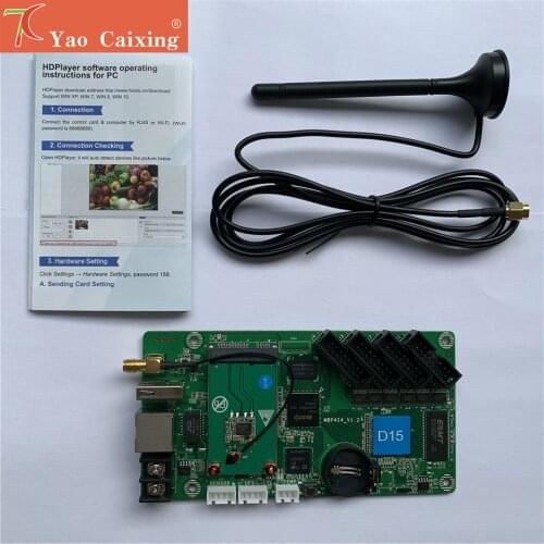 Free shipping HD-D10/D15 controller with usb/rj45/wifi HUB 75 Full color indoor/outdoor compatible control system card