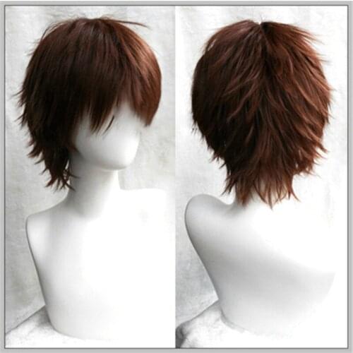 KonoSuba Gods Blessing on this Wonderful World ! Cosplay Wig Kazuma Satou Wig Short Brown Synthetic Hair Wigs + Wig Cap