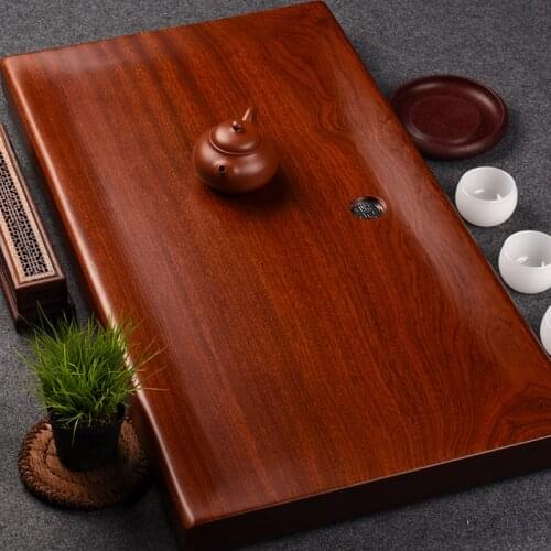 Solid Wood Tea Tray Kung Fu Teaset Whole Rosewood Tea Table Rectangular Natural Log Household Drainage Board Chinese Teaware