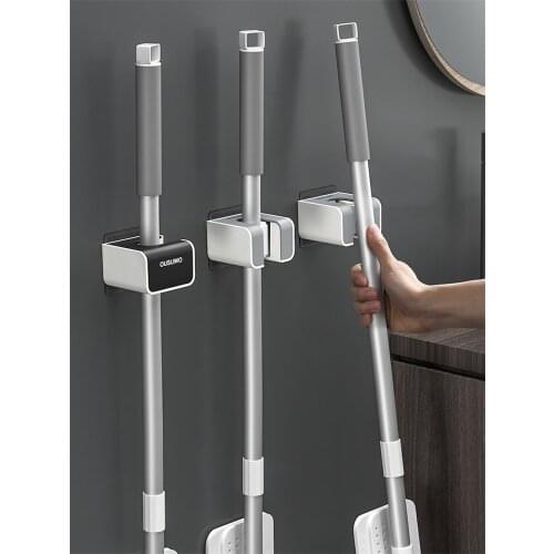 Mop Broom Holder Wall Mounted Mop Holder Household Punch-free Adhesive Storage Broom Hanger Mop Hook Racks Kitchen Bathroom Tool
