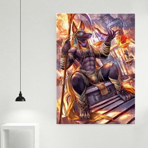 Egypt Egyptian art Ancient Anubis Sofa Wall Decor Room Living Art Home Decor Quality Canvas Painting Poster