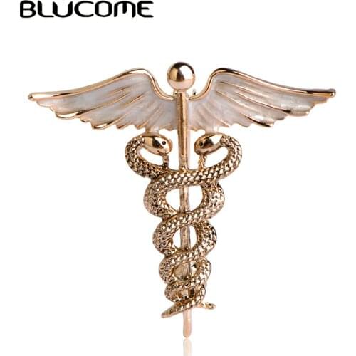 Blucome Enamel Brooch Pins Wing with Snakes Shape Brooches For Women Girls Suit Shoulder Scarf Clips Party Clothes Accessories