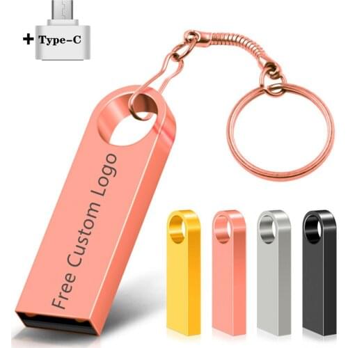 Pen Drive Waterproof Metal Type-C Usb Flash Drive USB 2.0 Flash Disk Cle Usb Stick 4/8/16/32G 64G Pendrive Flash Memory Card