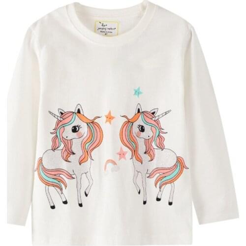 Jumping meters Unicorns Print Baby T shirts Cotton Cute Animals Cotton Clothing Long Sleeve Top for Autumn Spring