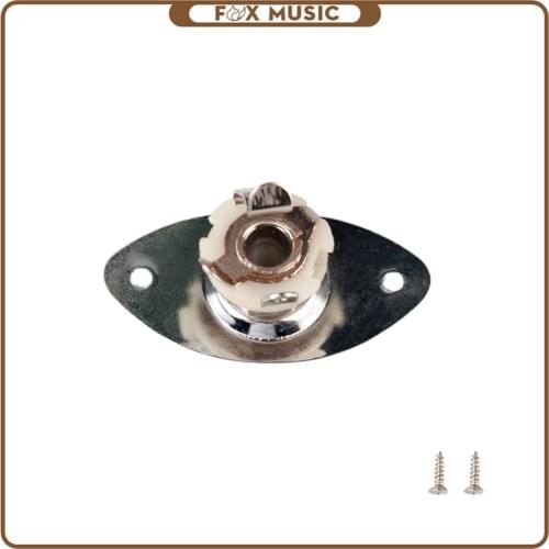 Guitar Jack 1/4" 6.35mm Output Input Socket Cover Plate With 2 Mounting Screws For Oval Style Sliver