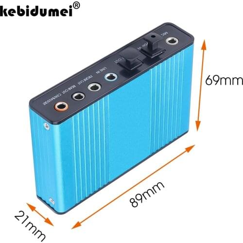 Kebidumei External USB 2.0 Sound Card 6 Channel 5.1 Audio Card Converter Adapter CM6206 Chipset Audio Adapter for PC Laptop