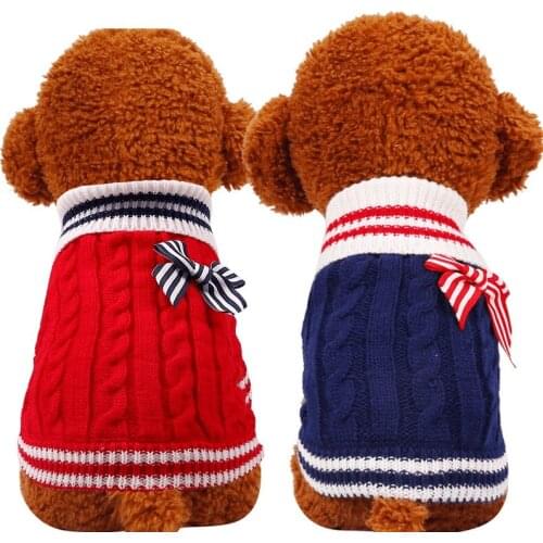Pet Striped Sailor Sweater Winter Warm Cat Clothes for Dogs Cats Outfit Puppy Clothing Products for Pets Animals Costume Suit