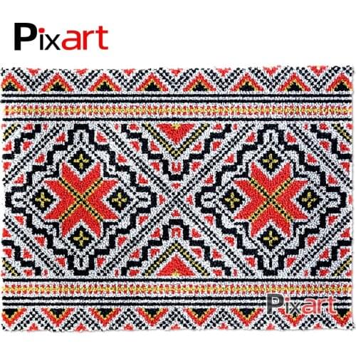 Latch Hook Rug Red Black Yellow Crocheting Tapestry Kits DIY Carpet Rug Chunky Yarn Needlework Knitted Floor Mat Hobby & Crafts