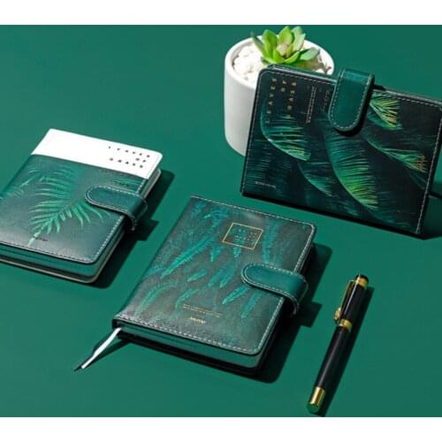 Leather Book White Grass Leaves Creative Green Fresh Student Notebook Palm Leaf Banana Leaf Cover Diary Hand Notebook