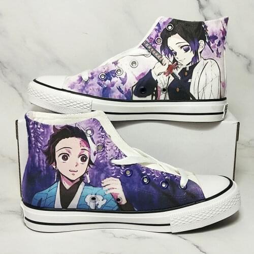 Unisex Anime 3D Demon Slayer Kamado Tanjirou Kochou Shinobu Zenitsu Casual Canvas Shoes Sneakers Uniform Flats Shoes