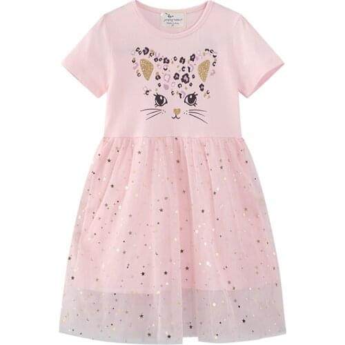 Girls Summer Cartoon Cute Round Neck Childrens Dresses Korean Baby Clothes Toddler Girl Clothes 2021 Kids Dresses for Girls