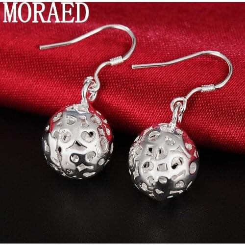 Hot Sale 925 Silver Earrings Simple Hollow Ball Round Dangle Earrings For Women Men Fashion Jewelry Gift
