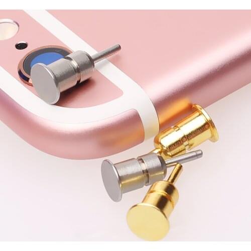 2pcs metal Dustproof Plug For iPhone samsung Phone Anti Dust plug 3.5mm Earphone Jack & Sim Card Needle Mobile Phone Tool Tray