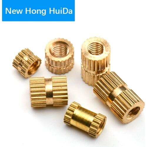 M2M2.5M3 M4 M5 M6 Brass Knurl Nut Thread Double Though Blind Metric Round Copper Insert Embedded Nut Injection Moulding Nutsert
