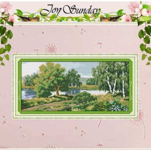 The Trees along the river Counted Cross Stitch 11CT 14CT Cross Stitch Set Wholesale Cross-stitch Kits Embroidery Needlework