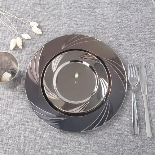 Disposable Plates plastic disc Western food dish fruit salad plate dinner party disposable kitchenware 12 PCS