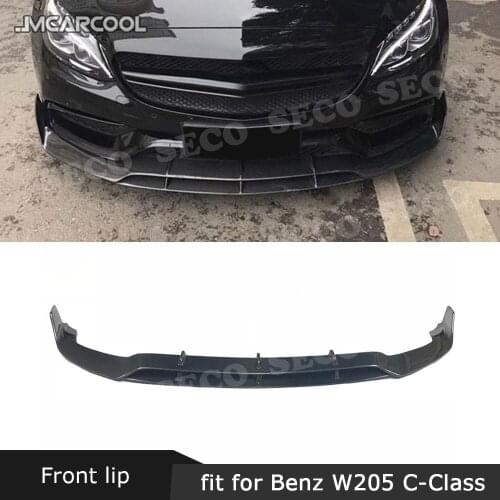C Class Carbon Fiber Front Bumper Lip Spoiler for Mercedes Benz W205 C63 AMG C180 C200 C260 2015 2016 2017
