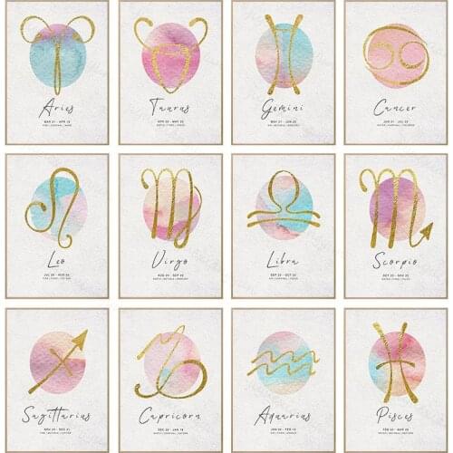 Constellation Nursery Wall Art Canvas Poster Prints Minimalist Zodiac Star Sign Painting Nordic Kids Home Decoration Pictures