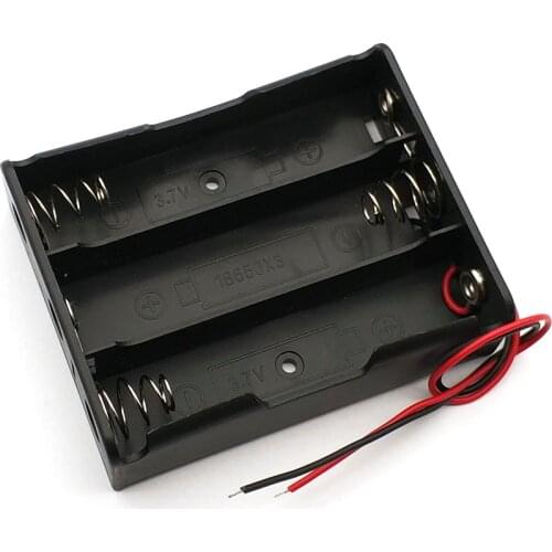 Plastic 3 Way 18650 Battery Storage Case Box Holder for 3x 18650 Batteries with Wire Leads
