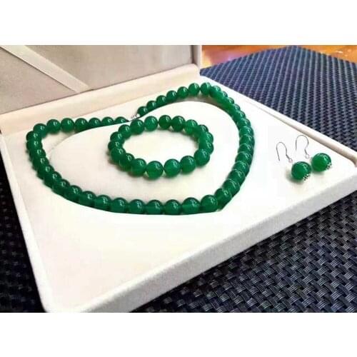Wonderful Fine jewelry Fashion Accessories hand made Green Agate Necklace Bracelet ring for ladies wedding