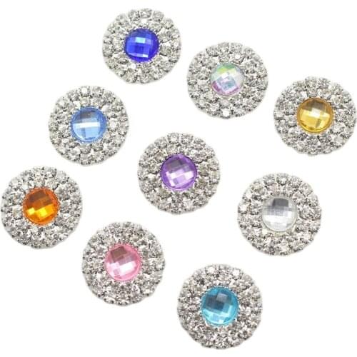 20MM Rhinestones Buttons 5pcs/Lot Mix Color Acrylic Buttons Wedding Decoration Invitation Card DIY Sewing Handwork Accessories