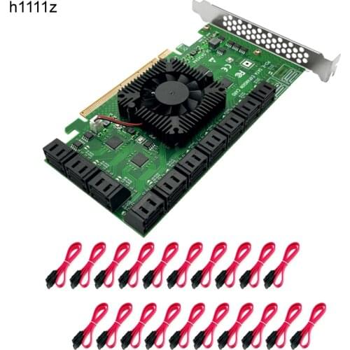 Chi a Mining Riser PCIe SATA Card 20 Port PCI Express 16X SATA 3.0 6Gbps Controller Support 20 SATA 3.0 Devices with SATA Cables