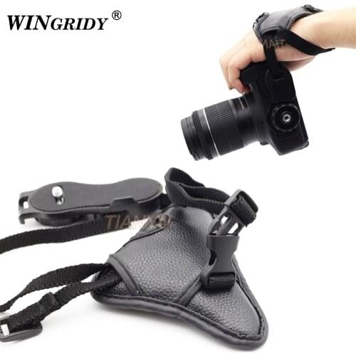 Genuine Leather Wrist Hand Strap Black Leather Camera Hand Strap Grip High Quality Triangular SLR/DSLR Camera Leather Soft Belt