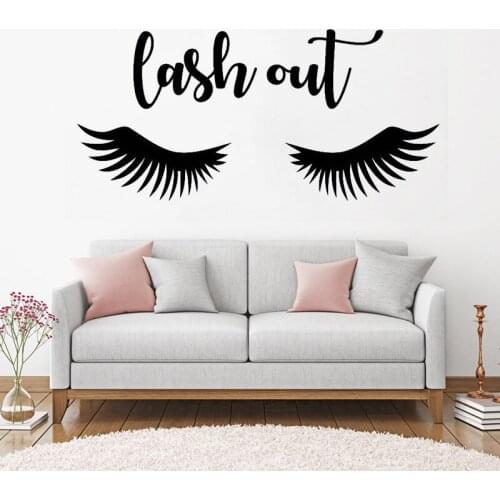 Lash Out Wall Decals Vinyl Art Stickers Decoration Girls Eyebrows Eyelashes Make Up Bedroom Living Room DecorQQ1007