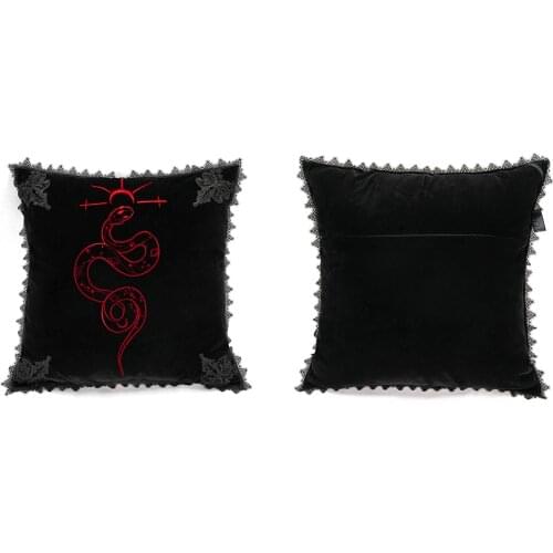 PUNKRAVE Gorgeous Gothic Serpent Embroidered Pillowcases Fashion Vintage Delicate Flat Velvet Cushion Cover