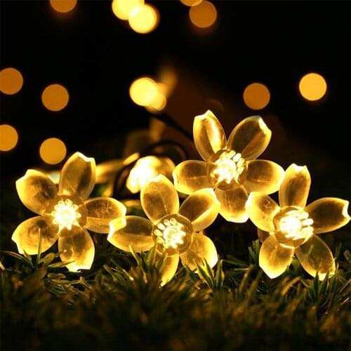 Solar LED Sakura String Light Outdoor Waterproof Christmas Party Garden Decorative 6.5 12M 8 Mode Fairy Flower Ornament Light