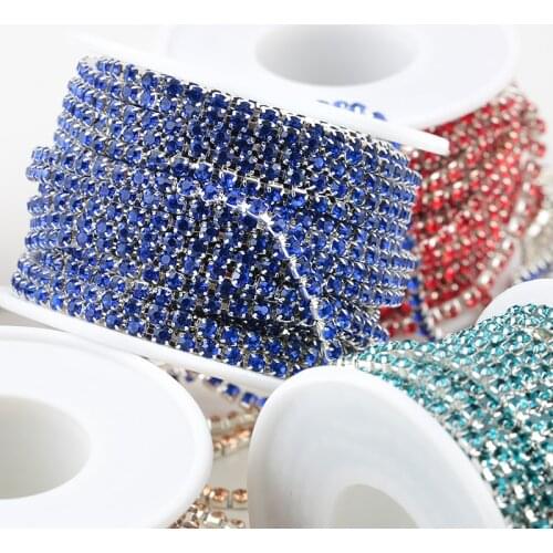 SS6 2mm 10yards/roll Gold Base Or Silver Base New Deals Crystal Rhinestone DIY Accessories Close Rhinestone Cup Chain