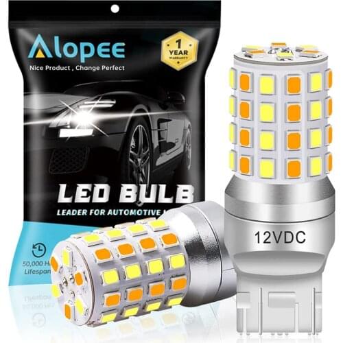 2pcs 7441 7440 7443 7444 992 White/Amber Switchback 2835 54 SMD LED Bulb for Daytime Running Lamp Turn Signal Blinkers -NOT CK