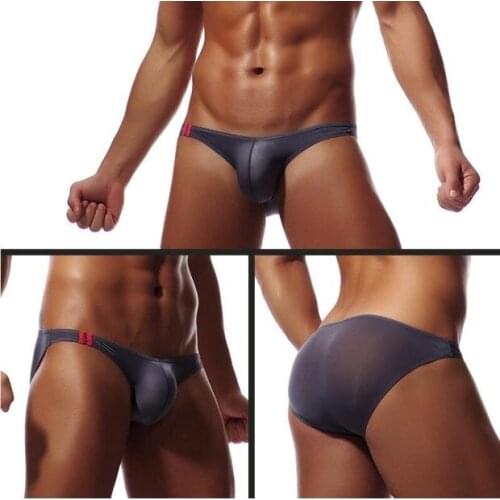 Thin ice silk T pants, mens G-strings, side vertical line small embellishment of solid color mens underwear