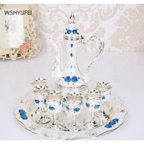 Wine set white wine glass European retro creative wedding gift metal Russian hip flask set high-end decoration home wedding gift