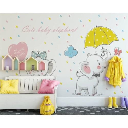WELLYU Custom modern classic hand painted elephant sun tree children bedroom background wallpaper wall papers home decor3D