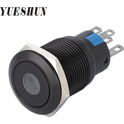 YUESHUN 16mm Metal Momentary Push Button Switches With LED Electrical Equipment Black Oxidized Aluminum Switch