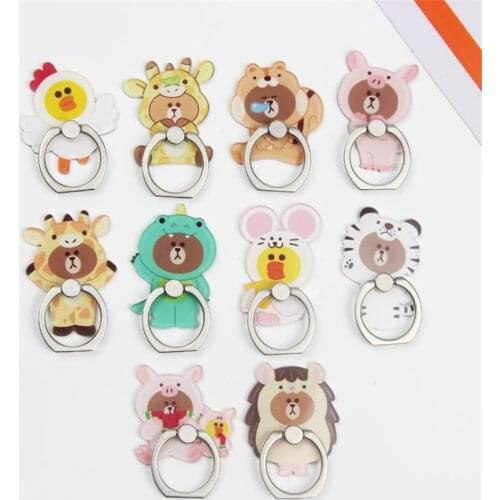 100pcs/lot Mobile Phone Stand Holder Finger Ring Smartphone Cartoon Bear Cell Phone Holder Stand For Iphone Huawei All Phone